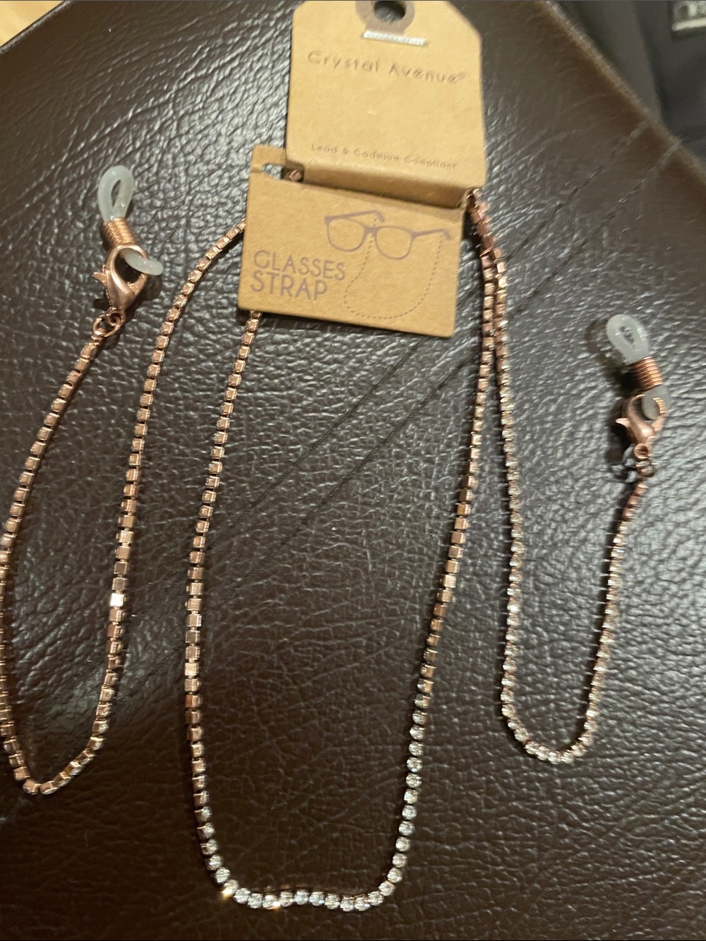 Crystal Embellished Rose Gold Glasses Chain - Women Jewelry.